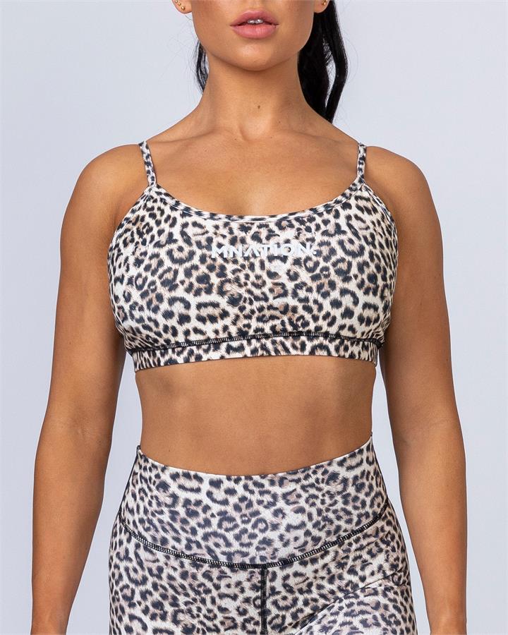 Muscle Nation Summer Scoop Bra - Yellow Leopard - L