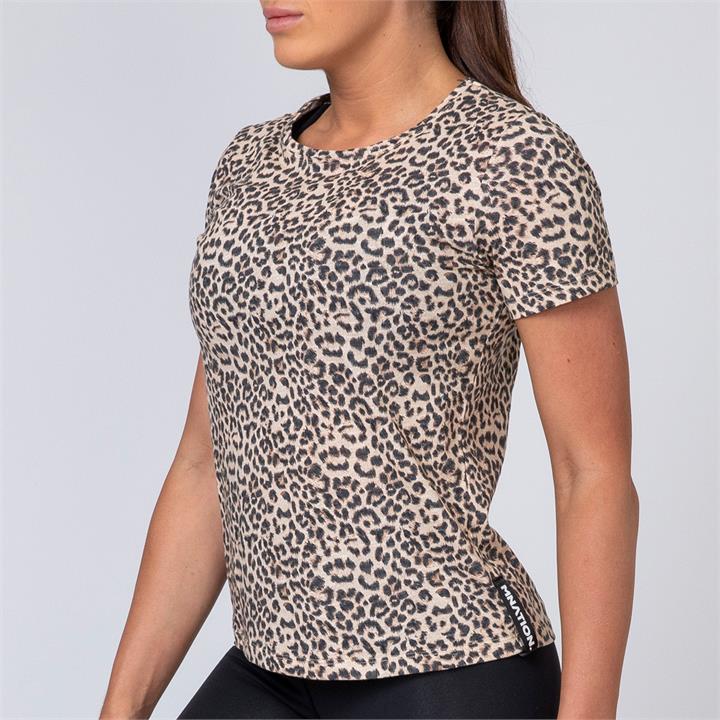 Muscle Nation Classic Womens Tee - Yellow Leopard - XS
