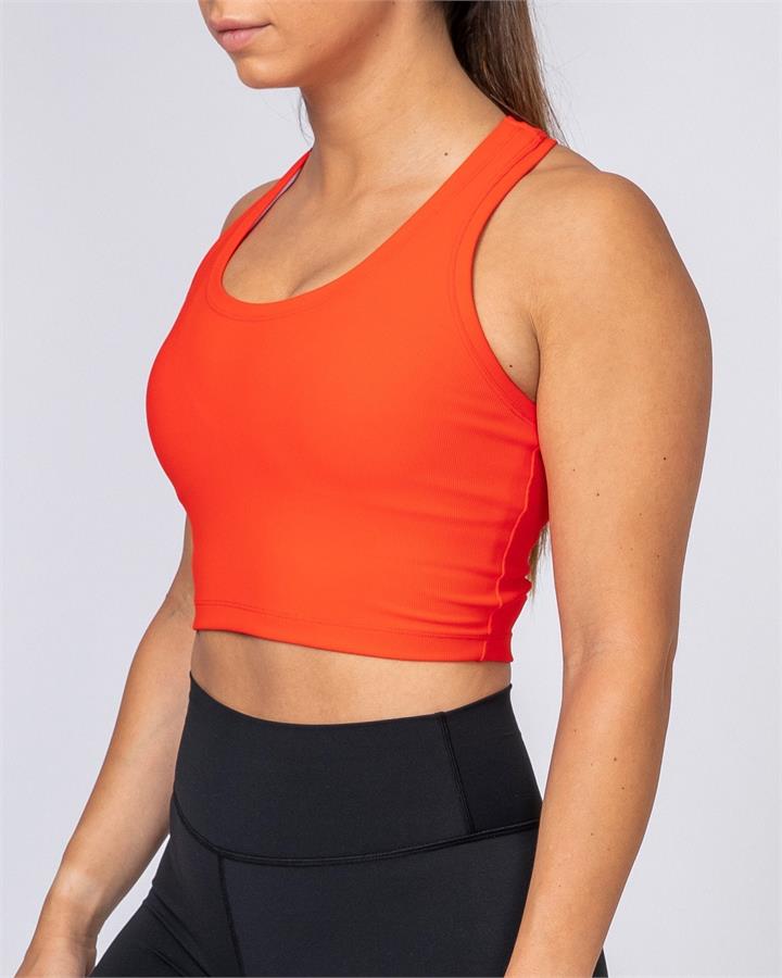 Muscle Nation Ribbed Cropped Tank - Infrared - XXS