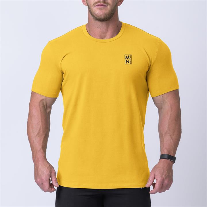 Muscle Nation Box Logo Casual Tee - Mango / Black - S