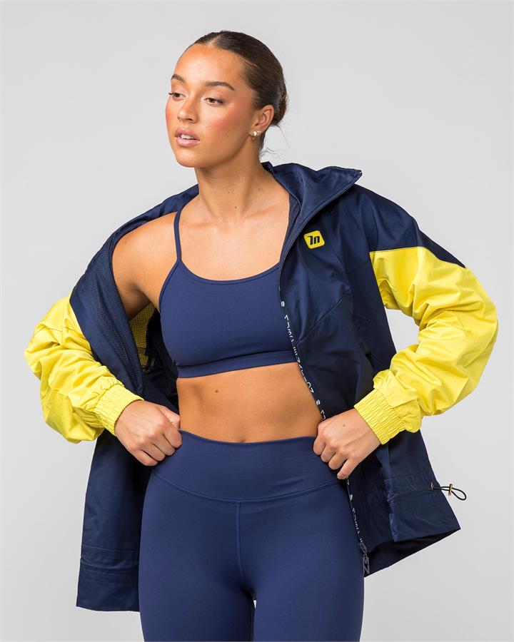Muscle Nation Unisex Retro Jacket - Navy/ Yellow - XS