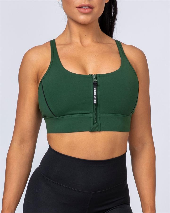 Muscle Nation Locked & Loaded Bra - Moss - XS