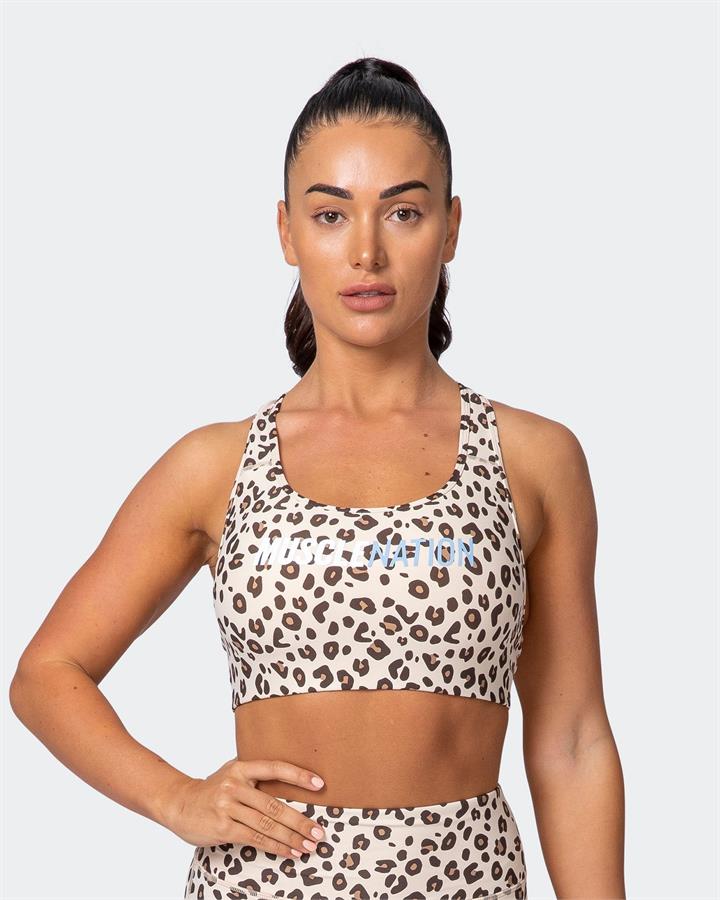 Muscle Nation Strike Bra - Cheetah Print - L