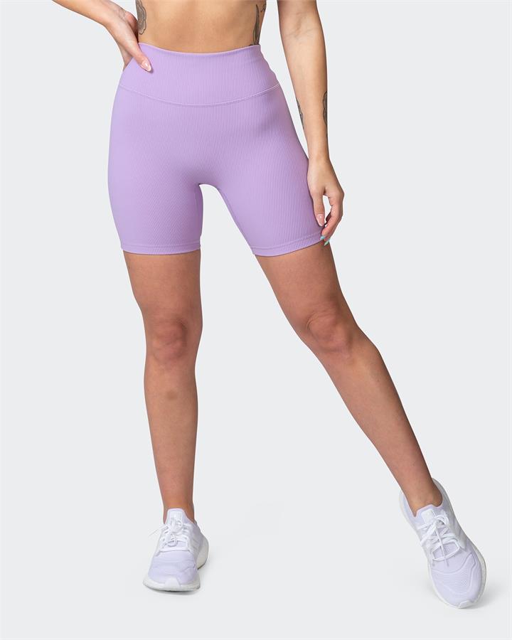 Muscle Nation Zero Rise Rib Bike Shorts - Lilac - M