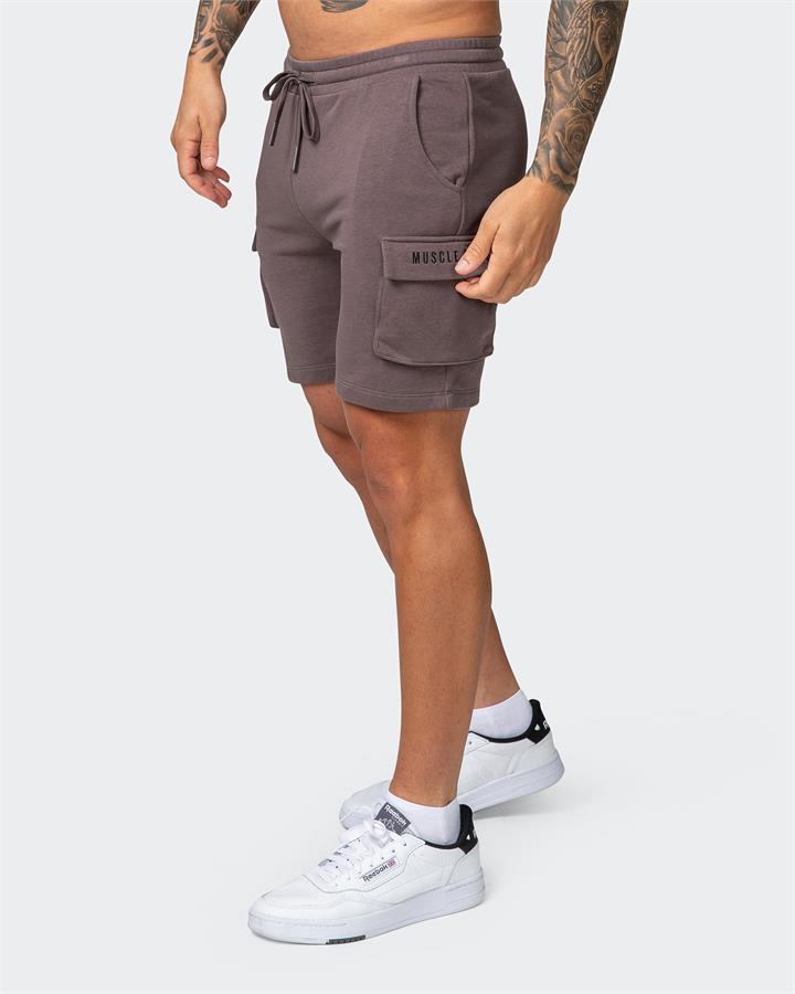 Muscle Nation Cargo Vintage Shorts - Dark Taupe - L