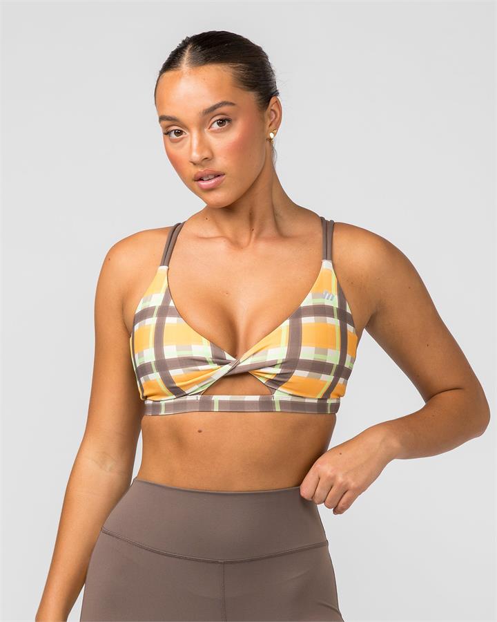 Muscle Nation Whirlwind Bralette - Checked Out Print - L
