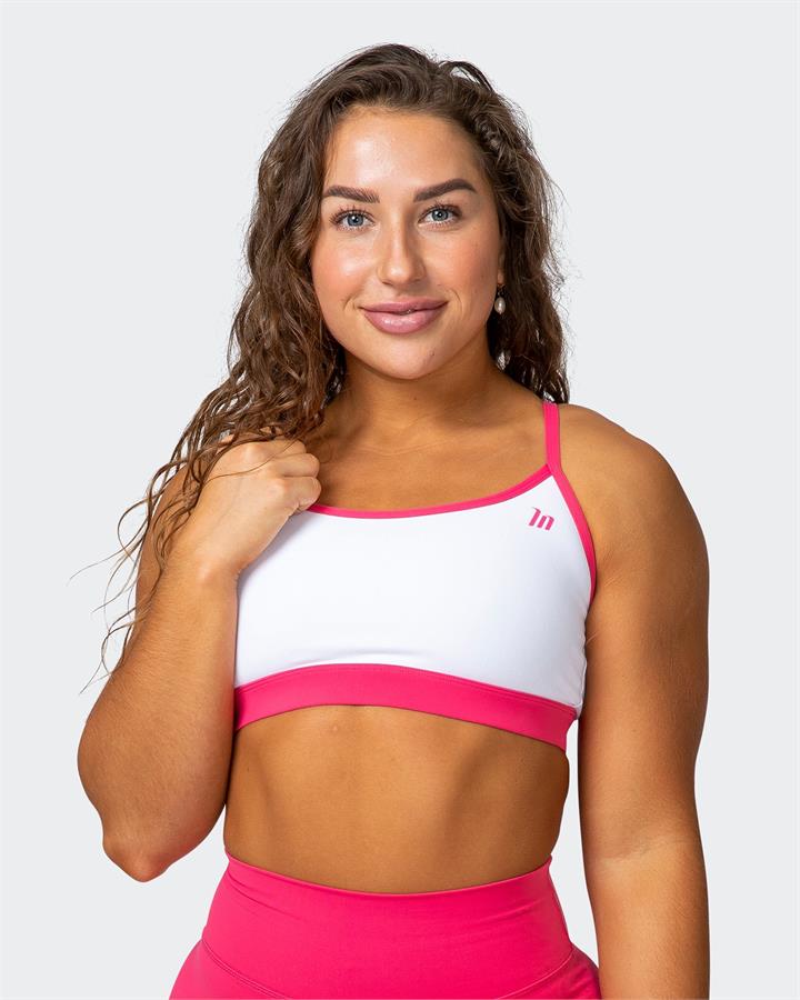 Muscle Nation Rapid Bra - White / Flamingo - L