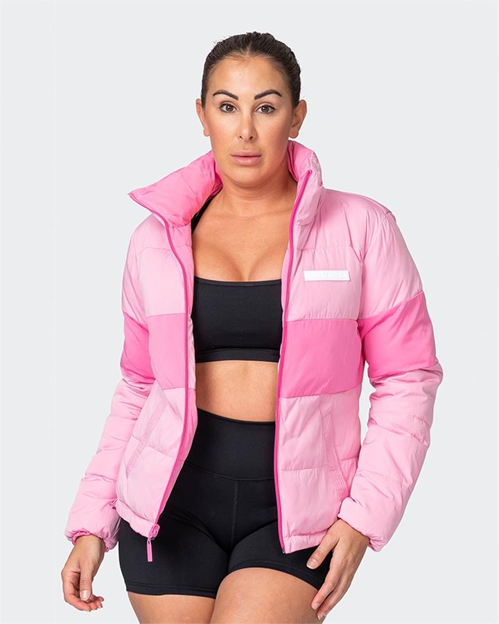 Muscle Nation Reversible Puffer Jacket - Strawberry Cream / Blossom - M