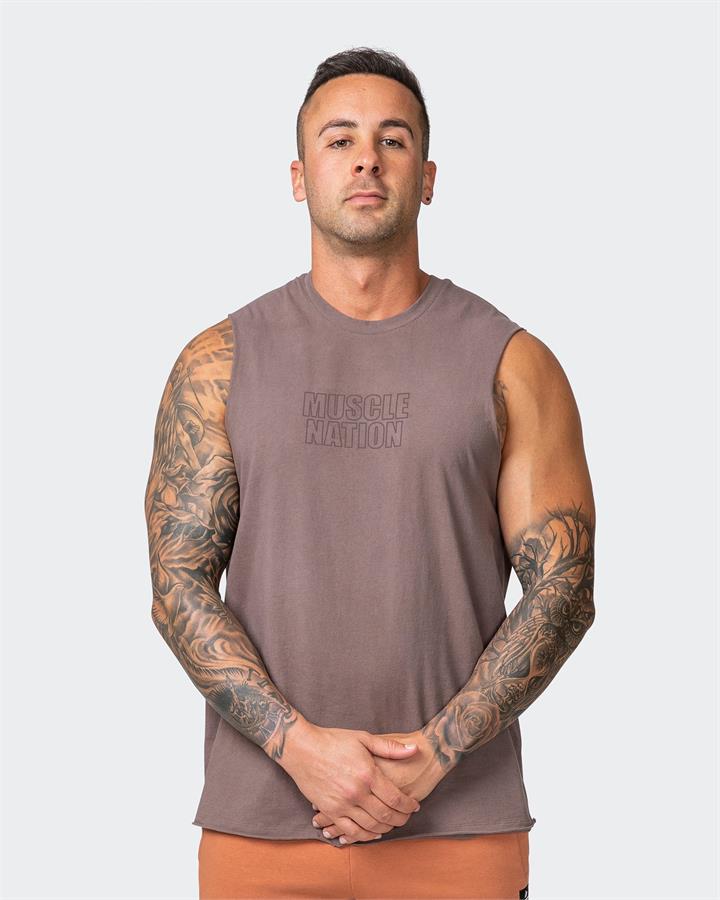 Muscle Nation Classic Vintage Tank - Dark Taupe - L