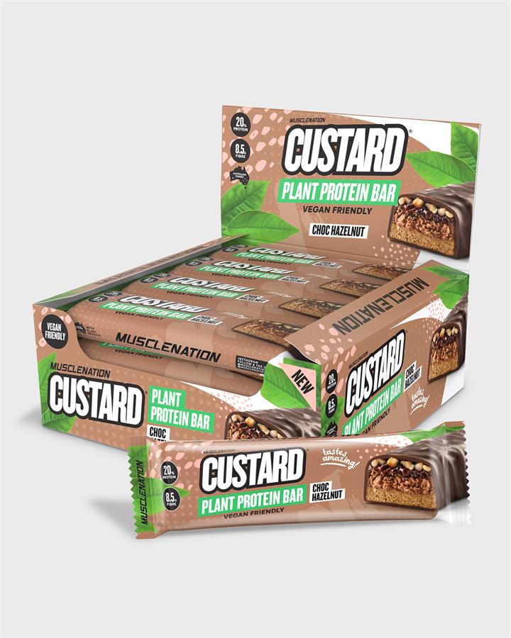 Muscle Nation CUSTARD Plant Protein Bar (Vegan) - Choc Hazelnut - Box of 12