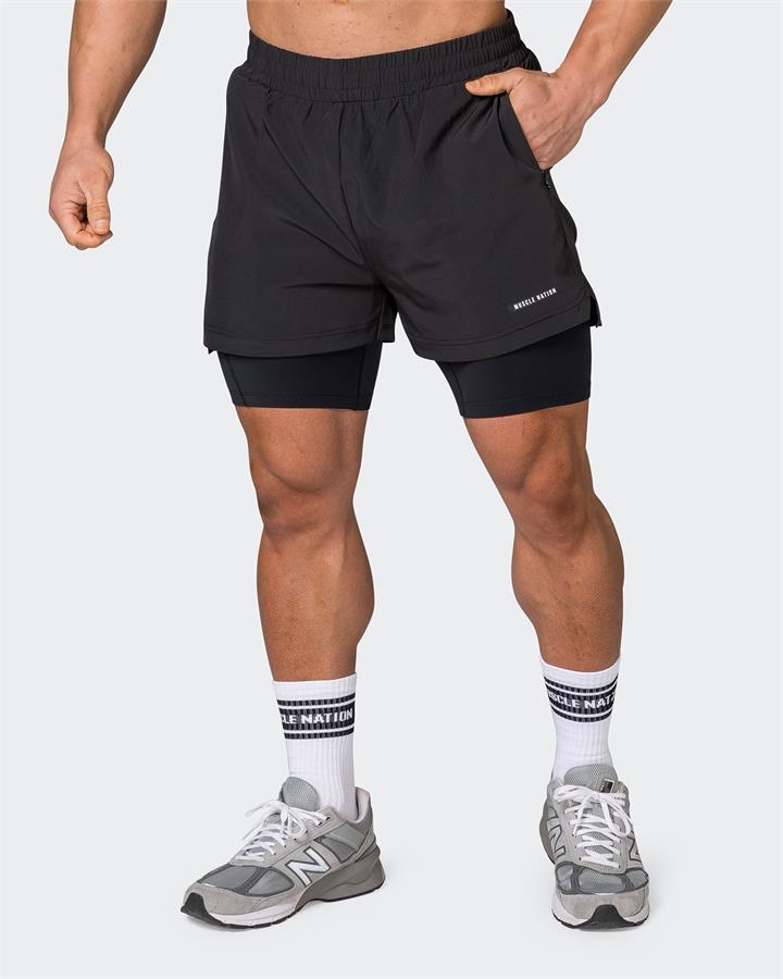 Muscle Nation Vigour Training 3" Shorts - Black - L