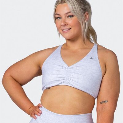 Muscle Nation Align Bralette - White Grey Marl - L