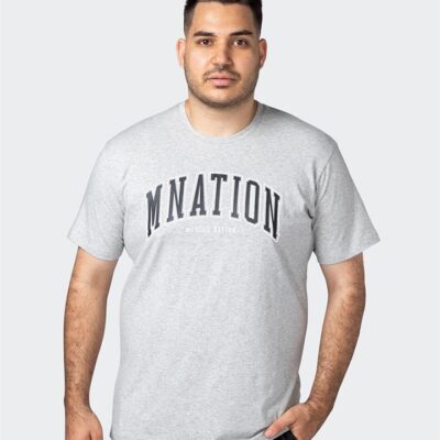 Muscle Nation MNation Varsity Tee - Light Grey Marl - L
