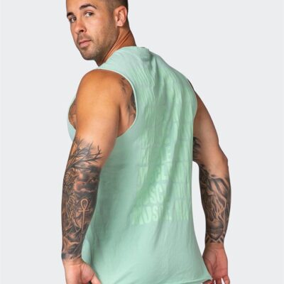 Muscle Nation Box Wave Vintage Tank - Washed Pastel Green - L