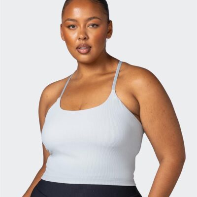 Muscle Nation Summertime Rib Cropped Tank - Quiet Grey - XXL