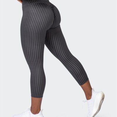Muscle Nation Game Changer Scrunch 7/8 Leggings - Monochrome Check Print - L