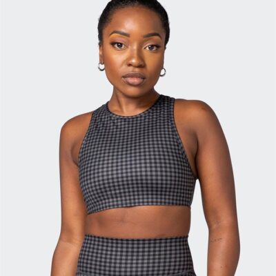 Muscle Nation All Rounder Bra - Monochrome Check Print - XXXL