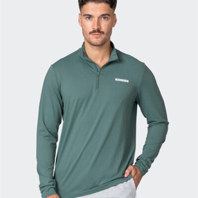 Muscle Nation Legacy Long Sleeve Quarter Zip - Olive Smoke - L