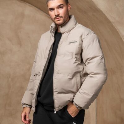 Muscle Nation Mens Puffer Jacket - Fossil - L