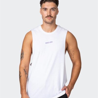 Muscle Nation Electric Drop Arm Tank - White - L