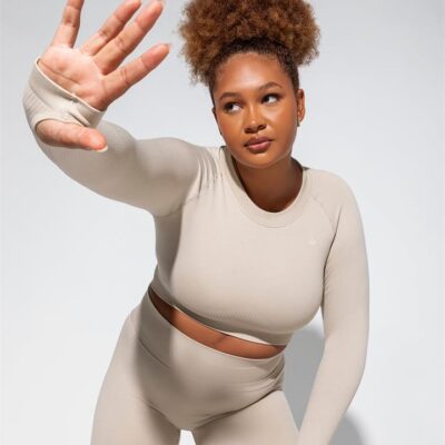 Muscle Nation Classic Seamless Long Sleeve Top - Bone - L