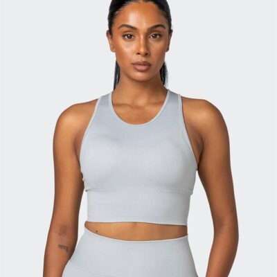 Muscle Nation Longline Seamless Bra - Steel - L