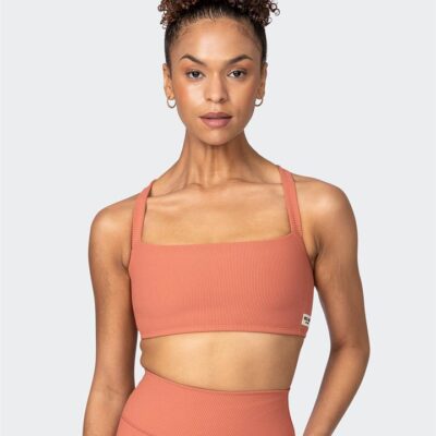 Muscle Nation Twist Rib Bra - Burnt Sienna - L