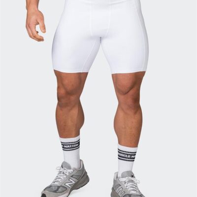 Muscle Nation Core 8" Training Shorts - White - XXL