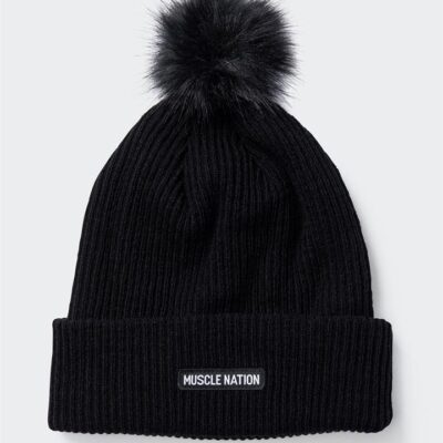 Muscle Nation Pompom Beanie - Black