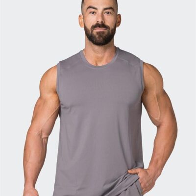 Muscle Nation Reflective Running Tank - Pearl Grey - XL