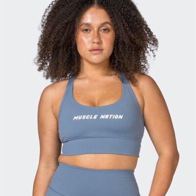 Muscle Nation Replay Bra - Stone Blue - XXL