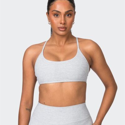 Muscle Nation Essence Rib Bralette - Quiet Grey Marl - S
