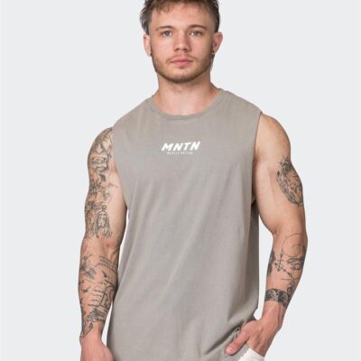 Muscle Nation MNTN Vintage Tank - Washed Castor Grey - L
