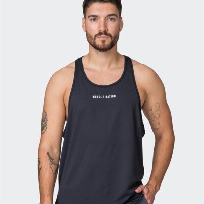 Muscle Nation Mesh Y Back Singlet - Black - L