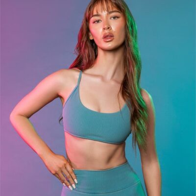 Muscle Nation Essence Vintage Rib Bralette - Washed Harbour - S