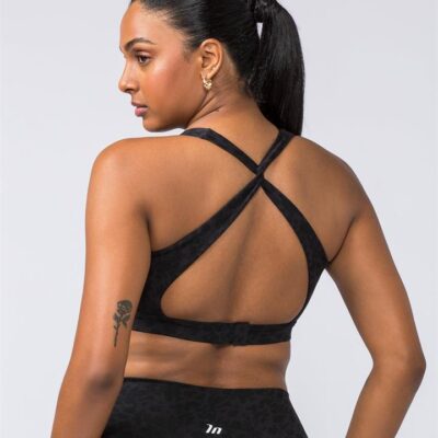 Muscle Nation Desire Bra - Monochrome Abstract Print - XXXXL