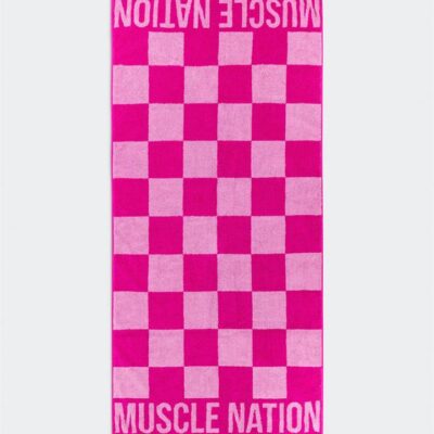 Muscle Nation Gym Towel Checker - Hyper Fuchsia - Hyper Fuchsia