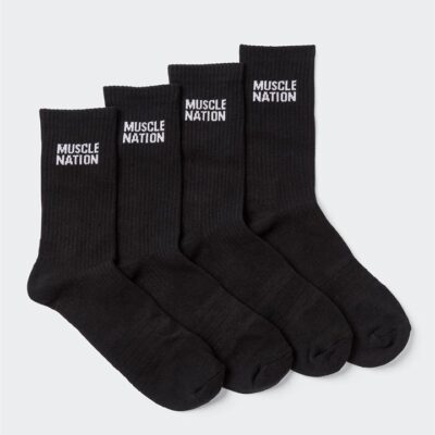 Muscle Nation Mens Essential Crew Socks (2x Pack) - Black - Black