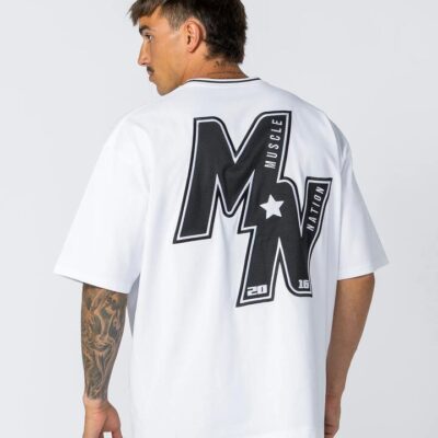 Muscle Nation Throwback Oversized Tee - White - L