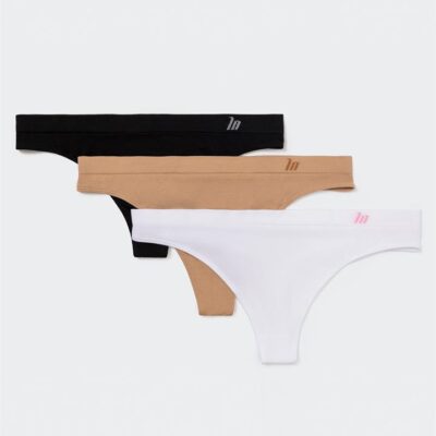 Muscle Nation Seamless G String - 3 Pack (Black, White, Sand) - XS