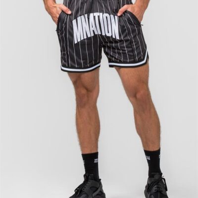 Muscle Nation Fadeaway 5'' Basketball Shorts - Black Pinstripe - L