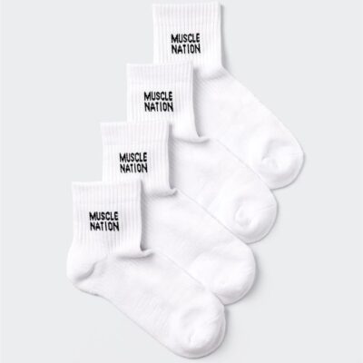 Muscle Nation Womens 1/4 Crew Sock (2x Pack) - White
