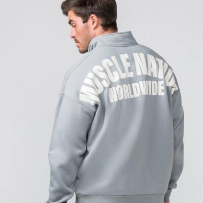 Muscle Nation Classic Quarter Zip - Jet Grey - XXXXL