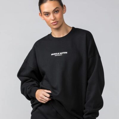 Muscle Nation Weekend Oversized Pullover - Black - L