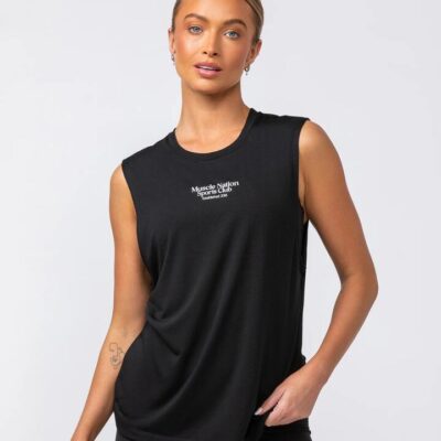 Muscle Nation College Drop Arm Tank - Black - XL