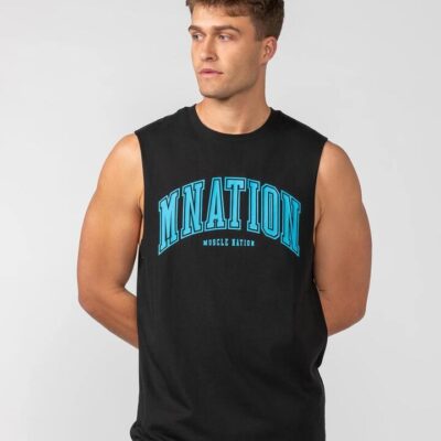 Muscle Nation Varsity Training Tank - Black - L