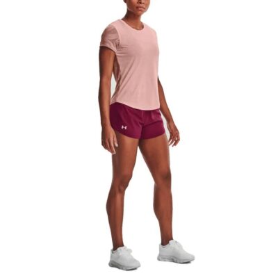 Womens Under Armour Speedpocket 3 Inch Running Shorts Pink / Wildflower / L