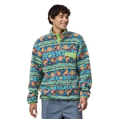 Mens Patagonia Synchilla Snap-t Pullover High Hopes Geo - Salamander Green
