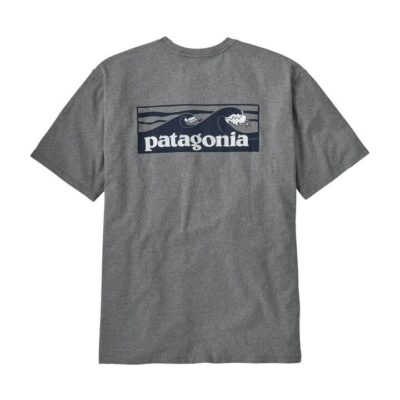 Mens Patagonia Boardshort Logo Pocket Responsibili-tee Gravel Heather / L