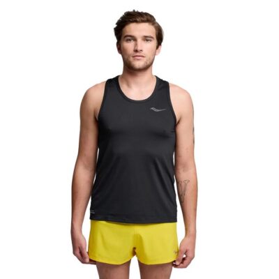 Mens Saucony Stopwatch Singlet Black / L